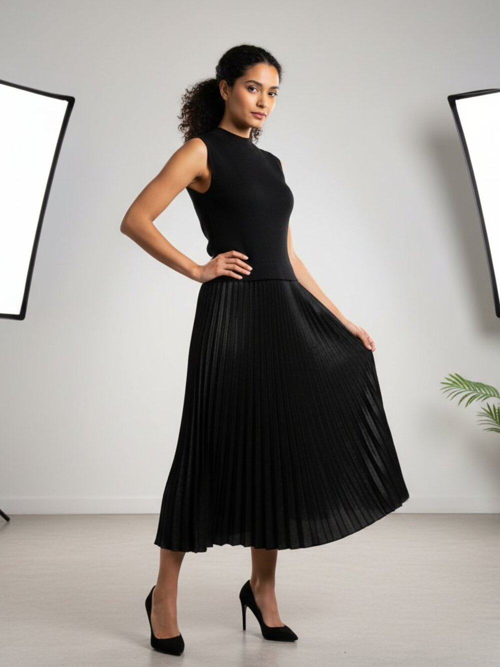 Max Studio Mock Neck Sleeveless Twofer Dress NWT Small Flawed Repairable - Picture 1 of 13